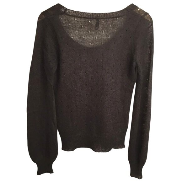 Divided by H&M Women Open-Weave Soft Sheer Brown Wool Blend Knitted Sweater Sz 6 - Picture 2 of 6